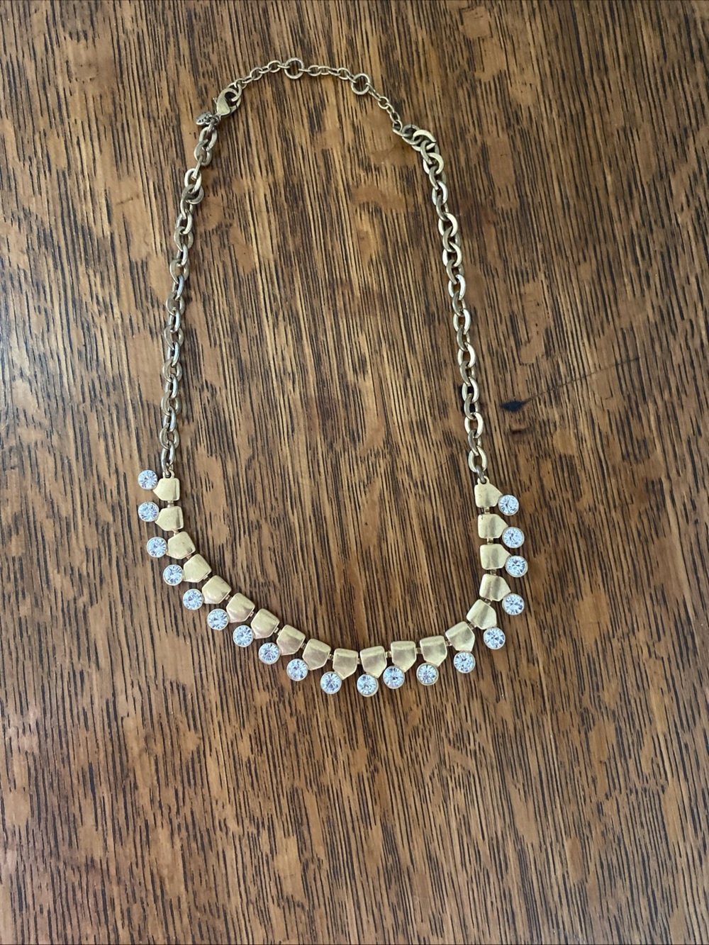I Crew Gold Crystal Accent Statement Necklace
